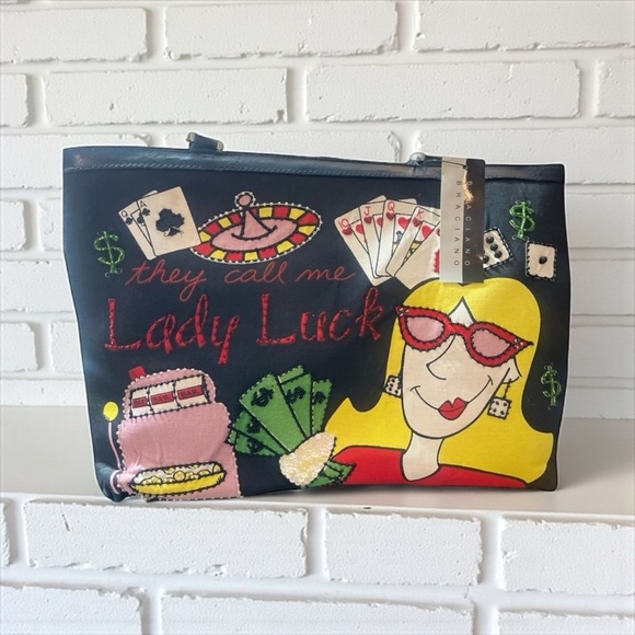 Braciano Handbags - Vintage BRACIANO leather with sequins authentic quiet luxury, limited addition​​